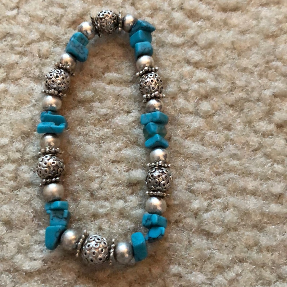 Metal and turquoise bracelet